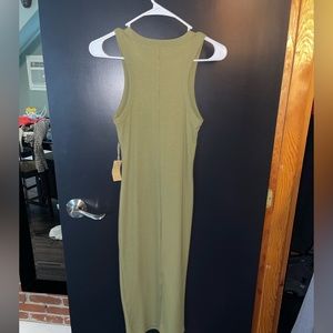 Green tank top body con dress slit in the back